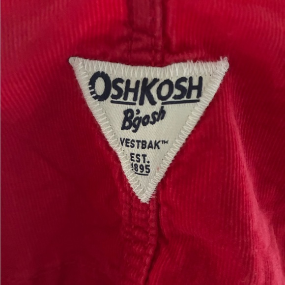 Girls Oshkosh B'gosh Toddler Red corduroy bib overall jumper size 18 months - Picture 5 of 6